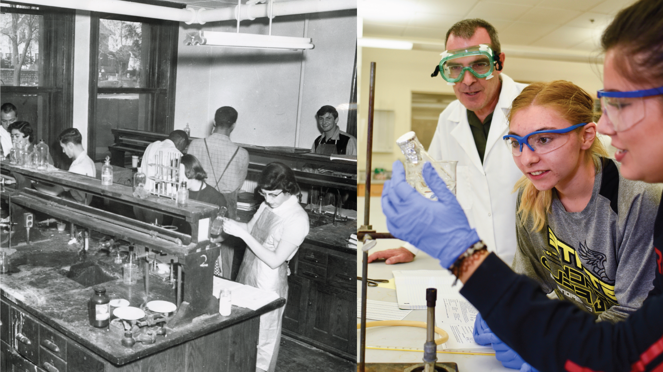 Left Image: Black and white Chemistry Class
Left Image: Chemistry Class